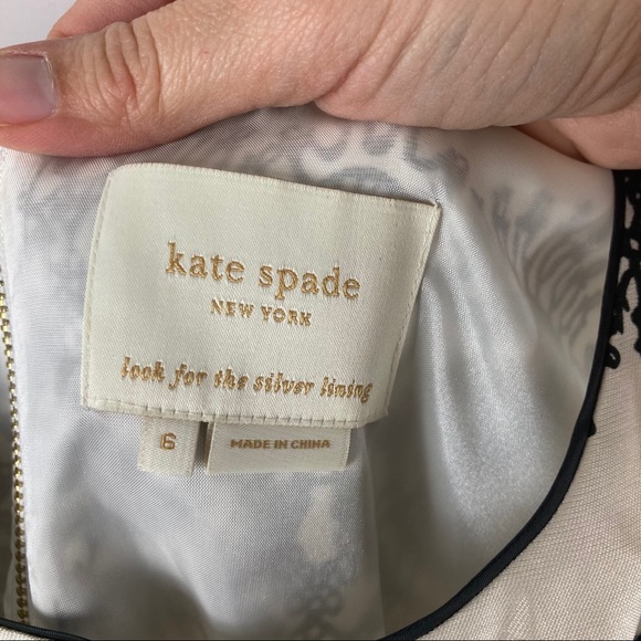 Kate Spade White & Black Lola Lace Silk Dress - Picture 5 of 10
